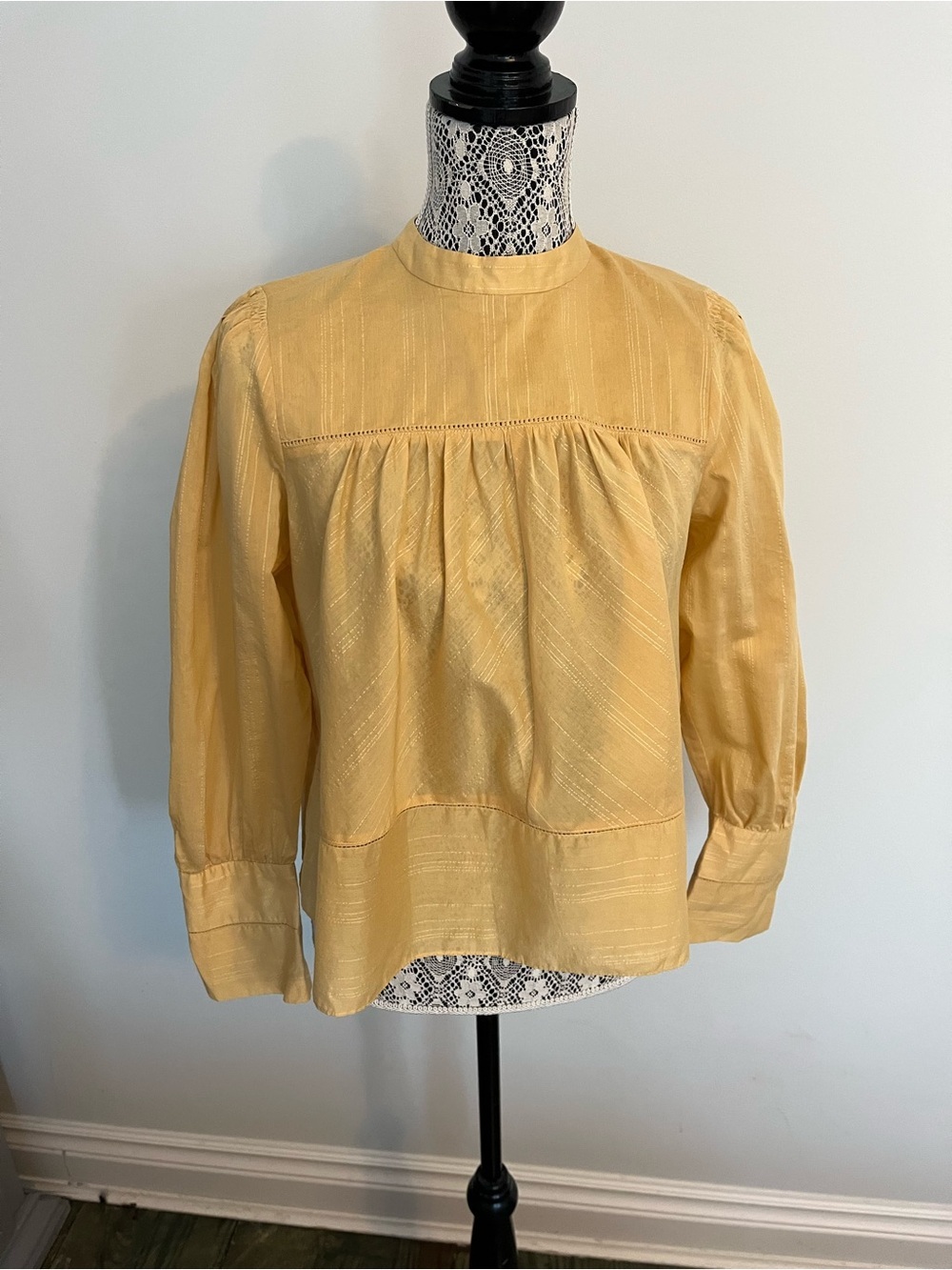 Club Monaco Soft Yellow Gathered Yoke Blouse